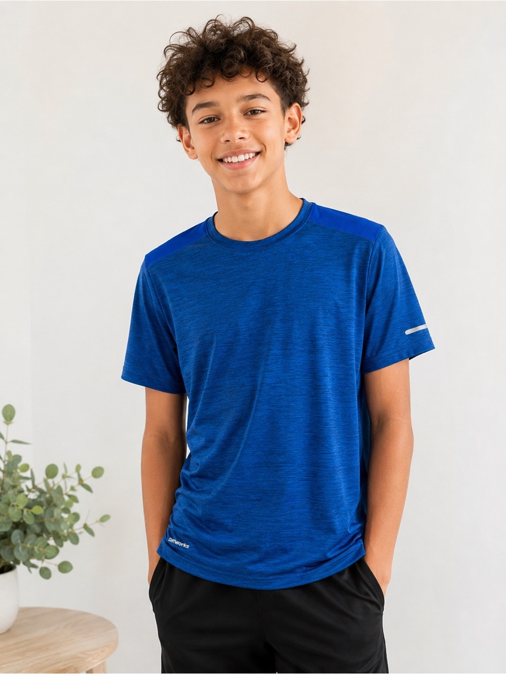 Athletic Works Boys XL 14-16 Husky DriWorks Performance T-Shirt Blue Athletic